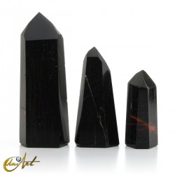 Veined black tourmaline point