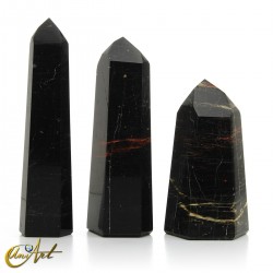 Veined black tourmaline point
