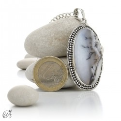 Dendritic opal pendant in sterling silver, model 3