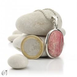 Rhodochrosite and sterling silver oval pendant model 2