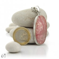 Rhodochrosite and sterling silver oval pendant model 3
