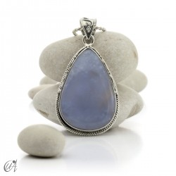 Gothic blue chalcedony and sterling silver pendant  - model 4
