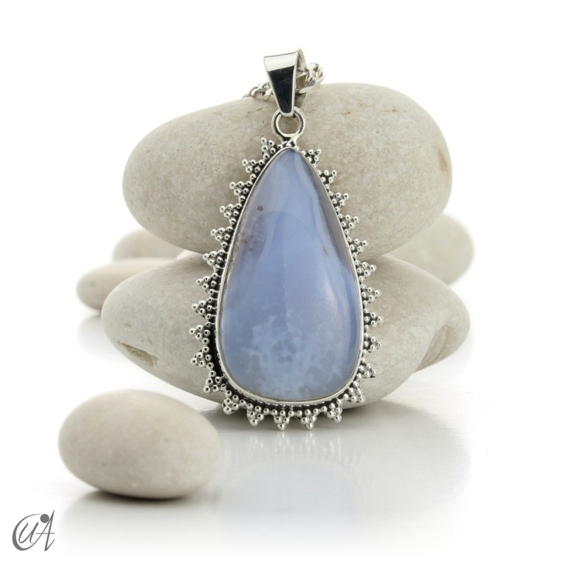 Sea Blue Chalcedony Necklace, 14k Gold Filled Chain – Cantik