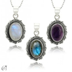 Silver and gemstone pendant, Maktub
