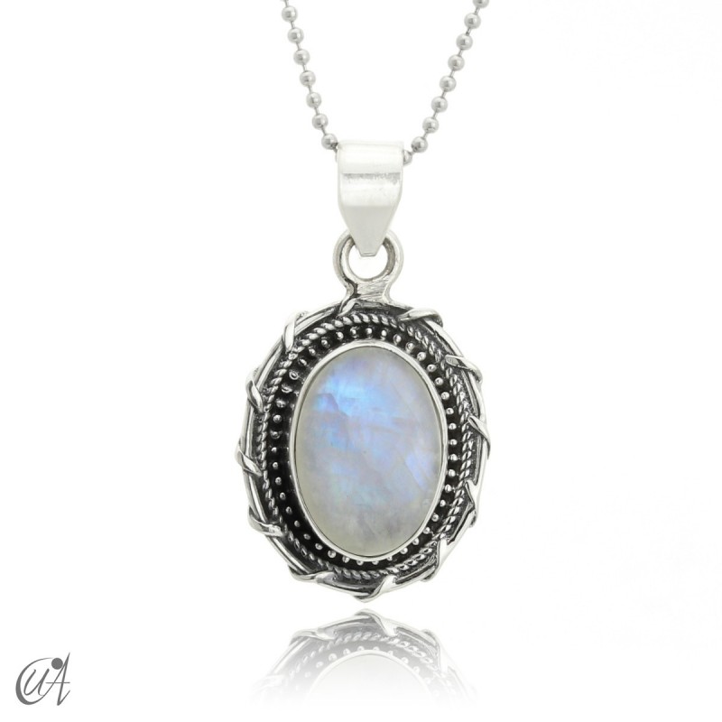 Silver and moonstone pendant, Maktub