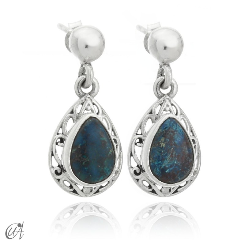 Sterling silver earrings with natural azurites, Lahab