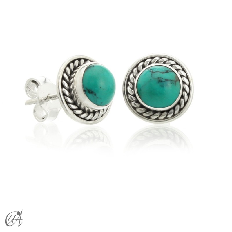 Sunna mini earrings, turquoise and sterling silver