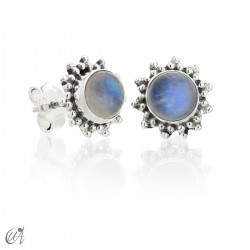 Mini moonstone and sterling silver earrings, Surya