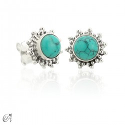 Mini turquoise and sterling silver earrings, Surya