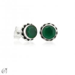 Silver and  emerald - Phebe mini earrings