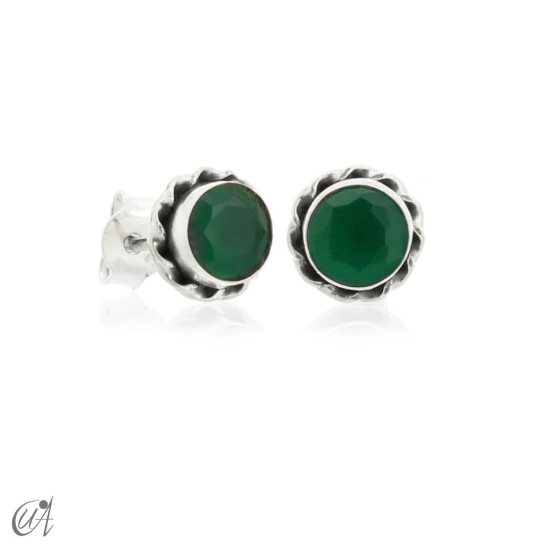 Plata y esmeralda - Febe mini pendientes