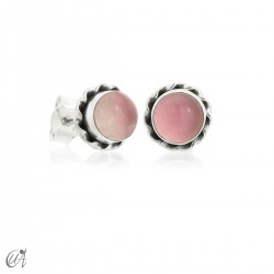 Silver and rose quatz - Phebe mini earrings
