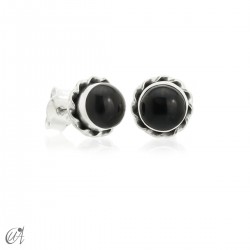 Silver and onyx - Phebe mini earrings