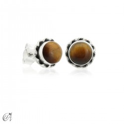 Silver and tiger eye - Phebe mini earrings
