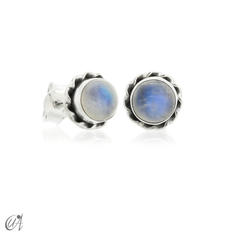Plata y piedra luna - Febe mini pendientes