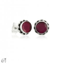 Silver and ruby - Phebe mini earrings