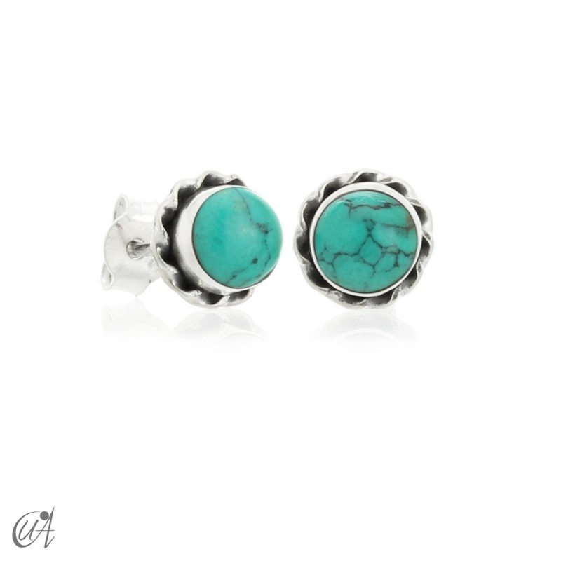 Plata y turquesa - Febe mini pendientes