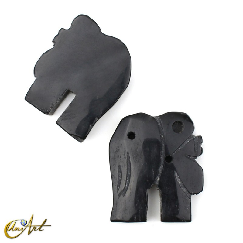 Elefante para incrustar con 3 huecos - obsidiana