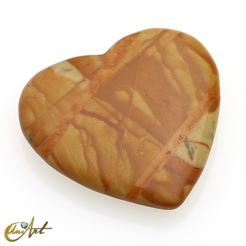 Corazón pequeño de piedras variadas -  jaspe madera