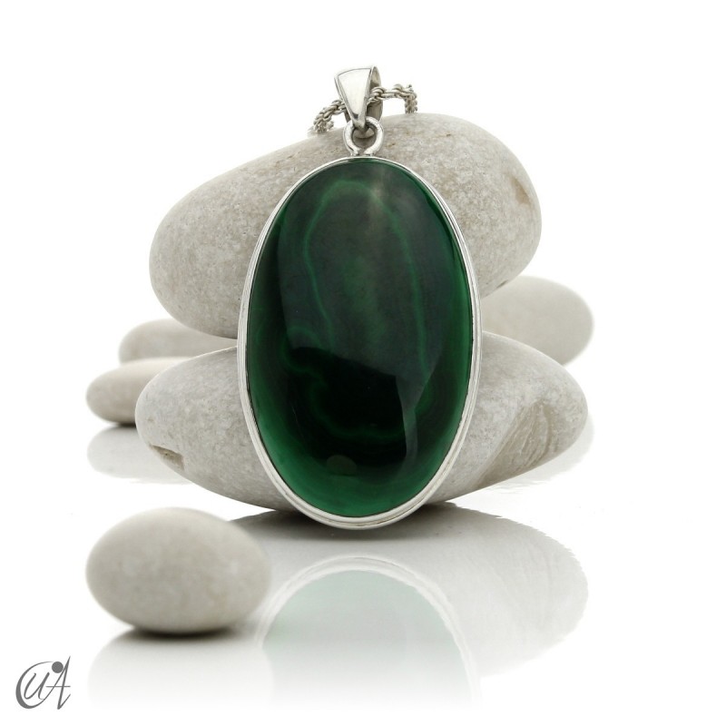 Large Malachite Pendants in Sterling Silver - model 6