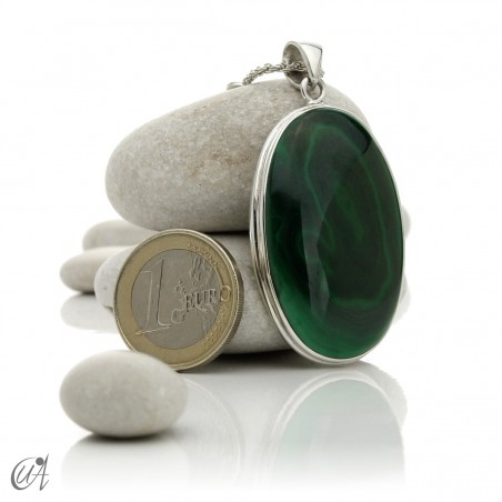 Large Malachite Pendants in Sterling Silver - model 6