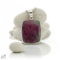 Sterling silver with ruby, rectangular pendant - model 4
