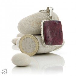 Sterling silver with ruby, rectangular pendant - model 2