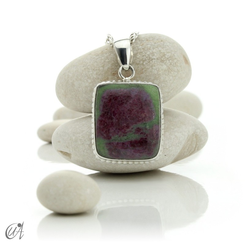 Sterling silver with ruby, rectangular pendant - model 1