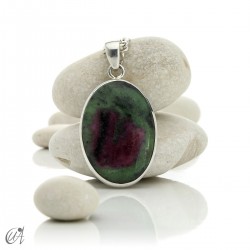 Ruby pendant in sterling silver, oval