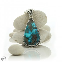 Gothic turquoise pendant with sterling silver. model 2