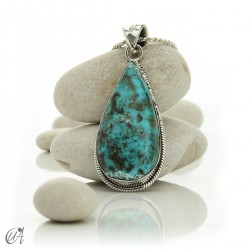 Gothic turquoise pendant with sterling silver. model 3