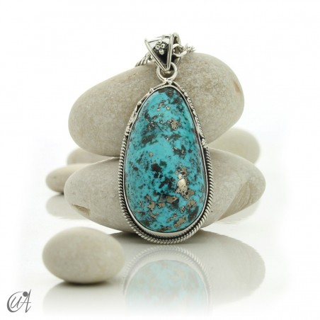Gothic turquoise pendant with sterling silver. model 4