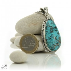 Gothic turquoise pendant with sterling silver. model 4