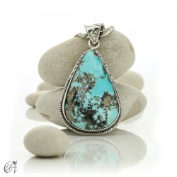 Gothic turquoise pendant with sterling silver. model 5