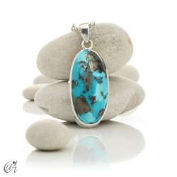 Turquoise oval - 925 silver pendant - model 5