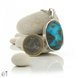 Turquoise oval - 925 silver pendant - model 6