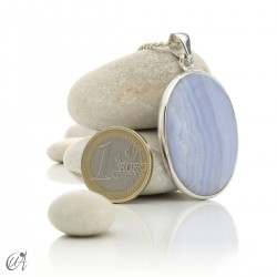 Oval chalcedony and sterling silver pendant model 6