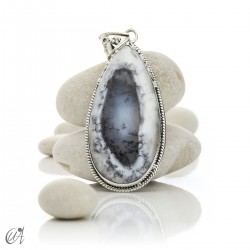 Teardrop pendant in sterling silver with dendritic opal, model 6