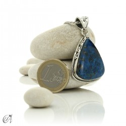 Silver and azurite - drop vintage pendants, model 3