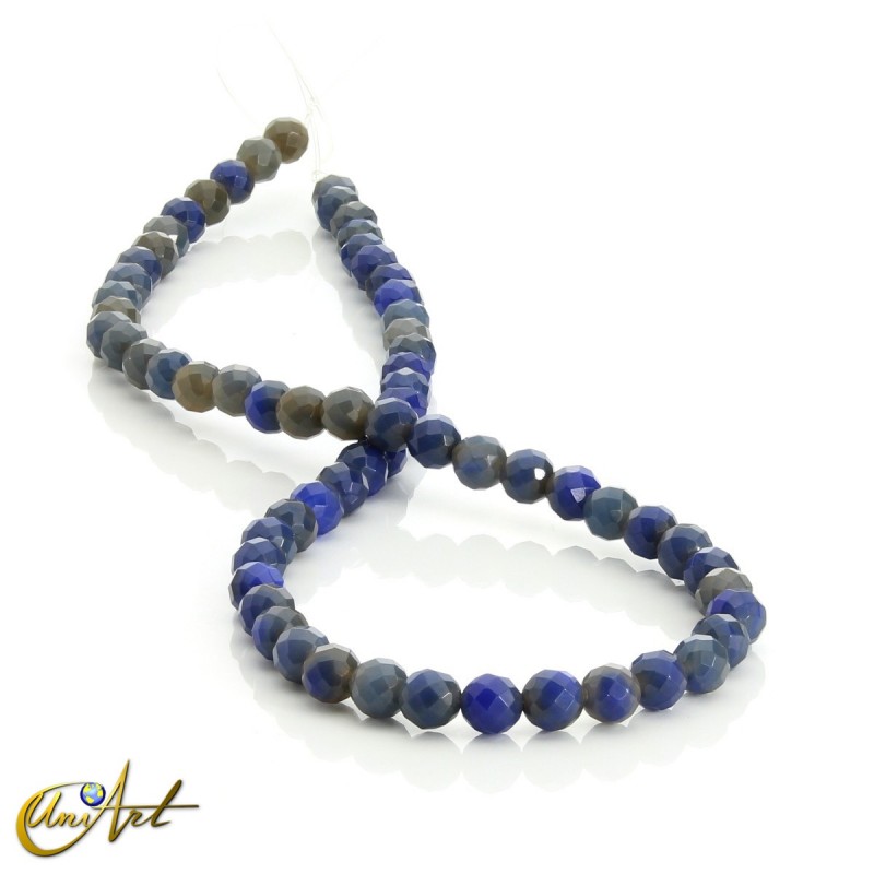 6mm blue agate faceted beads