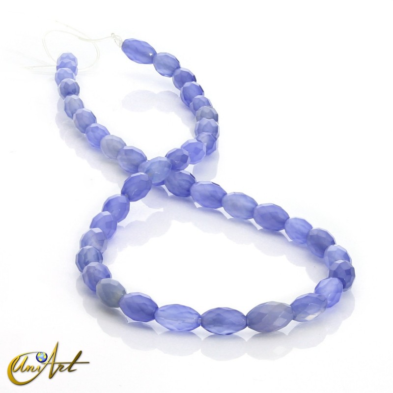 Violet blue agate, olive shaped faceted beads