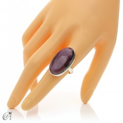Ruby oval ring in silver, size 18 model 2