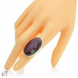 Zoisite ruby and silver ring, various oval models