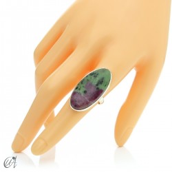 Zoisite ruby and silver ring, size 17 model 1