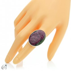 Zoisite ruby and silver ring, size 18 model 3