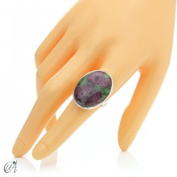 Zoisite ruby and silver ring, size 19 model 1