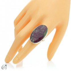 Zoisite ruby and silver ring, size 22