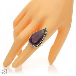 Zoisite ruby tear ring in silver, size 17 model 1