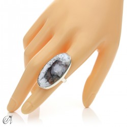 Dendritic Opal Ring and Sterling Silver, Size 12