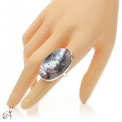 Dendritic opal ring and sterling silver, size 15 model 2